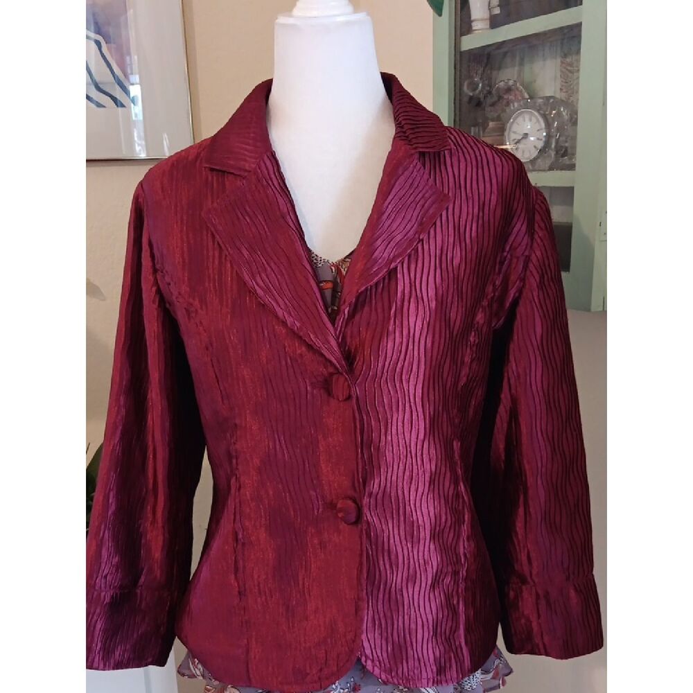 Chico's Glowing Crinkly Brick Red Jacket